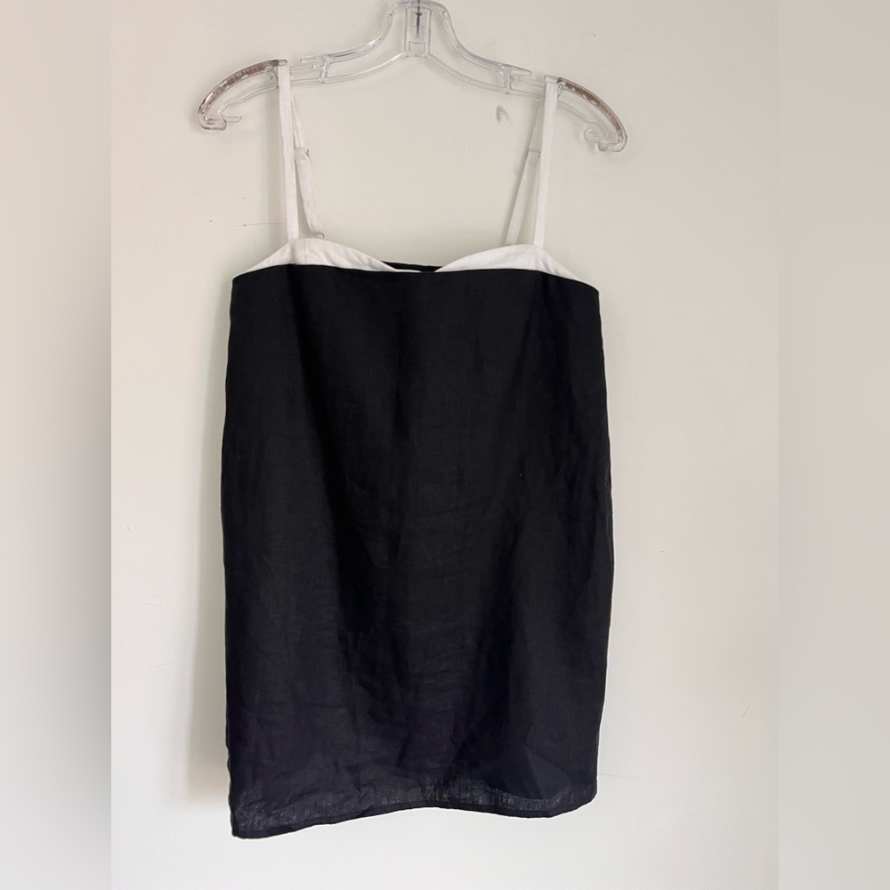 Reformation Lainey linen Black and White Mini Dress 2 - Picture 2 of 5